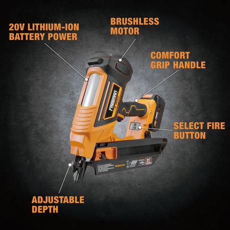 PE20V2183 20 Volt Cordless and Brushless 21 Degree 3-1/4" Framing Nailer Kit