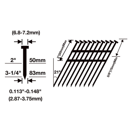 PE20VT2183 20 Volt Cordless and Brushless 21 Degree 3-1/4" Framing Nailer (Tool Only)