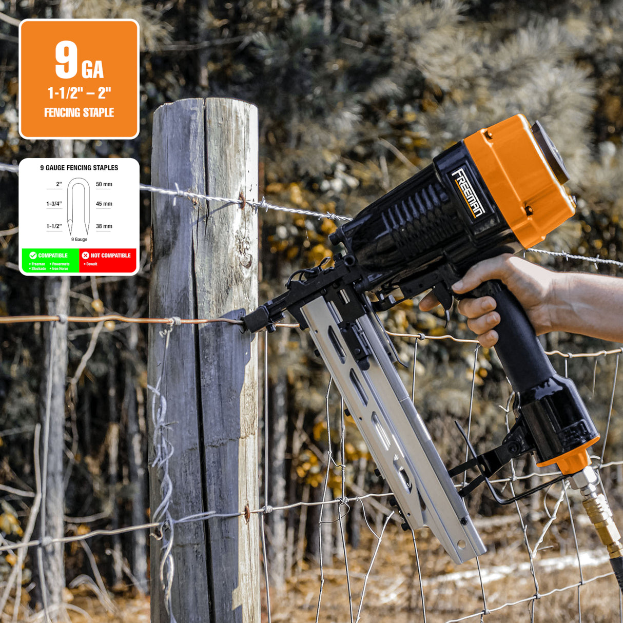 PFS9 Pneumatic 9-Gauge 2" Fencing Stapler