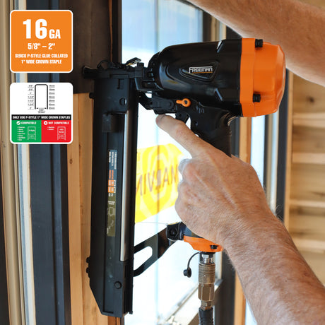 PWC50 Pneumatic 16-Gauge 1" Wide Crown Stapler for Senco P Style Staples