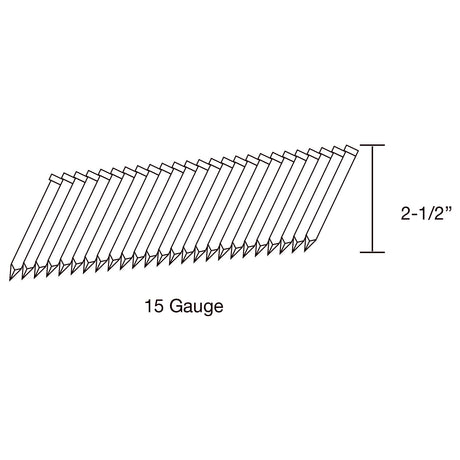 SSAF1534-25 15-Gauge 34 Degree Angle 2-1/2" Glue Collated Stainless Steel Finish Nails (1000 Count)